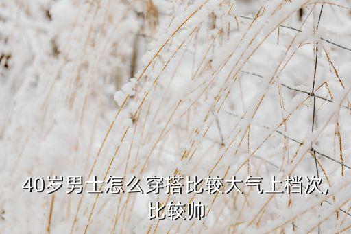 40岁男士怎么穿搭比较大气上档次,比较帅