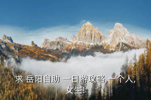 求 岳阳自助 一日游攻略,一个人,女生!
