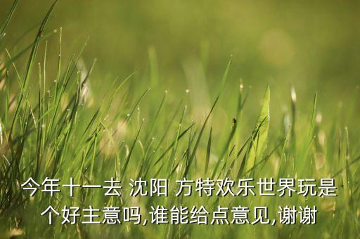 今年十一去 沈阳 方特欢乐世界玩是个好主意吗,谁能给点意见,谢谢